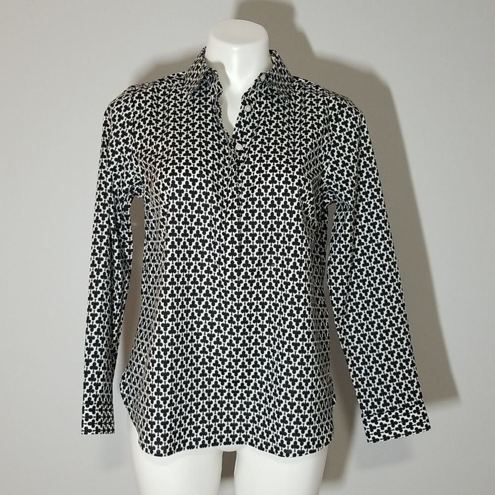 Talbots Club Clover Novelty Popover Top - NWT Wrinkle Resistant Size 8P